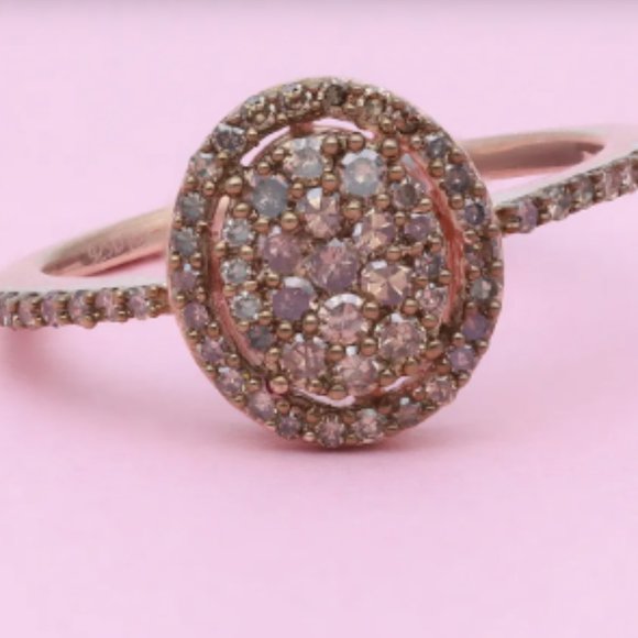 .50 ctw Natural Champagne Diamond/Rhodium/Vermeil Rose Gold Over Sterling Silver - Picture 2 of 5